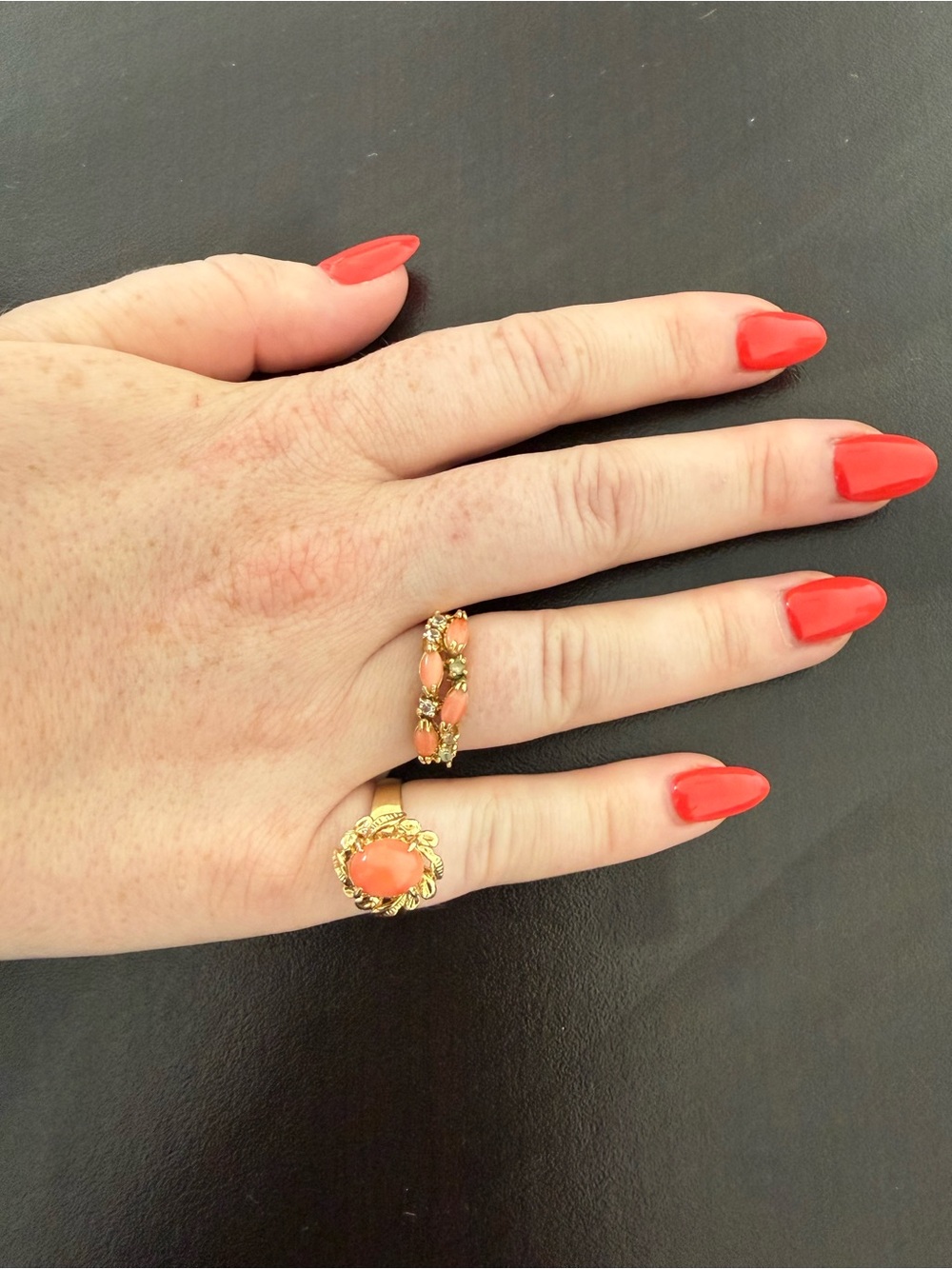 Gold-Tone Coral Cluster Ring - Women's Fashion Jewelry